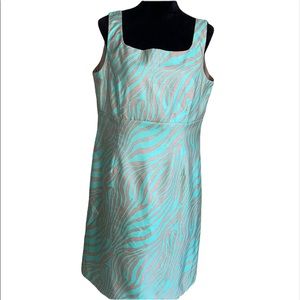 John Meyer Collection green and tan dress